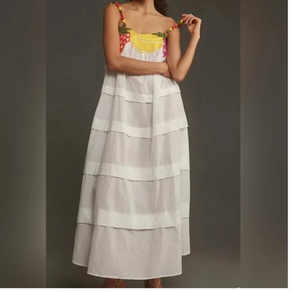 FARM Rio Dresses & Skirts - Farm Rio Pure White Fruits Richelieu Maxi Dress size XS